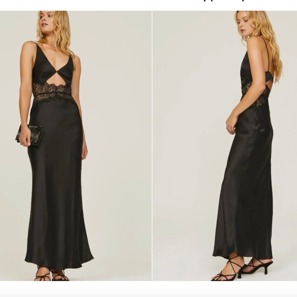 Bec & Bridge Camille Slip Dress Gown Maxi Sleeveless Black Size 2 *READ FLAW* - Picture 1 of 10